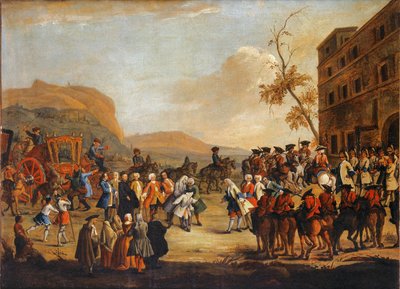 Reception of Crown Prince Friedrich Christian at the border of the Republic of Venice by Pietro Longhi